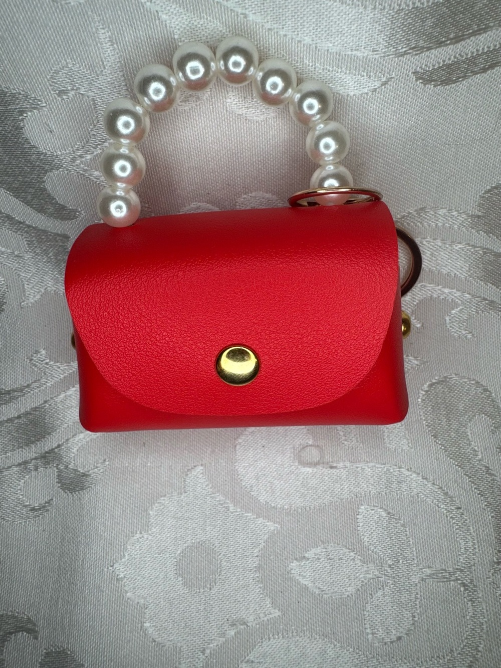 New Red Pearl-Handle Mini Purse Bag charm keychain